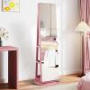 CHARMAID 360° Swivel Jewelry Armoire with Full Length Mirror, Rear Storage Shelves, Lockable Standing Jewelry Cabinet Organizer with Interior Vanity Mirror and 3-Color Lights (Black)(Pink)