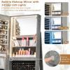 CHARMAID 360° Swivel Jewelry Armoire with Full Length Mirror, Rear Storage Shelves, Lockable Standing Jewelry Cabinet Organizer with Interior Vanity Mirror and 3-Color Lights (Black)(Stone Gray)