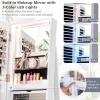 CHARMAID 360° Swivel Jewelry Armoire with Full Length Mirror, Rear Storage Shelves, Lockable Standing Jewelry Cabinet Organizer with Interior Vanity Mirror and 3-Color Lights (White)(White)