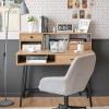 CHARMAID 42” Vanity Table with Large Drawer, 2 Small Drawers, Desktop Shelf, Open Storage Space, Sturdy Steel Legs, Modern Writing Desk with Top Hutch for Bedroom Home Office