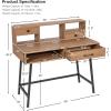 CHARMAID 42” Vanity Table with Large Drawer, 2 Small Drawers, Desktop Shelf, Open Storage Space, Sturdy Steel Legs, Modern Writing Desk with Top Hutch for Bedroom Home Office
