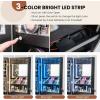 CHARMAID Jewelry Armoire Cabinet Wall Door Mounted, 3 Colors LED Light Strip, 47.2”H Full Length Mirror, Brush and Lipstick Storage, Lockable Jewelry Organizer Box with 4 Drawers (Black)