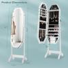 CHARMAID Jewelry Armoire with Full Length LED Mirror, Lockable Touch Screen Lighted Mirror with Jewelry Storage, Velvet Lining, Standing Jewelry Cabinet Organizer Box with 2 Drawers (White)