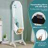 CHARMAID Jewelry Armoire with Full Length LED Mirror, Lockable Touch Screen Lighted Mirror with Jewelry Storage, Velvet Lining, Standing Jewelry Cabinet Organizer Box with 2 Drawers (White)