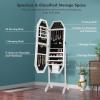 CHARMAID Jewelry Armoire with Full Length LED Mirror, Lockable Touch Screen Lighted Mirror with Jewelry Storage, Velvet Lining, Standing Jewelry Cabinet Organizer Box with 2 Drawers (White)