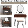 CHARMAID Makeup Vanity Table with Lighted Mirror, 3 Lighting Sets, Adjustable Brightness, 2 Large Drawers, Acrylic Storage Boxes, Girls Bedroom Dressing Table Vanity Set with Stool (Rustic Brown)(Walnut)