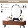 CHARMAID Makeup Vanity Table with Lighted Mirror, 3 Lighting Sets, Adjustable Brightness, 2 Large Drawers, Acrylic Storage Boxes, Girls Bedroom Dressing Table Vanity Set with Stool (Rustic Brown)(Walnut)