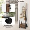 CHARMAID Rolling Jewelry Cabinet with Full Length Mirror, Lockable Standing Jewelry Armoire with Wheels, Steel Legs, Lipstick Brush Storage, Jewelry Organizer Box with Drawers (Rustic Brown)(Rustic Brown)