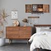 CHARMAID Rustic Jewelry Organizer Cabinet Wall Mounted with Barn Door Decor, Vintage Wooden Hanging Jewelry Holder Box for Earrings, Necklaces, Bracelets and Rings with Additional Hook Organizer
