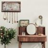 CHARMAID Rustic Jewelry Organizer Wall Mounted, Wooden Wall Mount Jewelry Holder Display with Bracelet Rod, for Earrings, Necklaces, and Many Other Accessories, Wall Hanging Jewelry Organizers