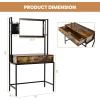 CHARMAID Rustic Vanity Table with 3-Height Adjustable Left or Right Mirror, Large Drawer, Cosmetic Brush Storage Bag Included, Sturdy Metal Frame, Industrial Style Makeup Dressing Table Writing Desk