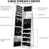 CHARMAID Standing Jewelry Armoire with Tall Full Length Mirror, 2-in-1 Lockable Jewelry Cabinet Organizer with Large Storage Capacity, Inside Makeup Mirror, Stable Base, Easy Assembly (White)(White)