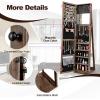 CHARMAID Standing Jewelry Armoire with Tall Full Length Mirror, 2-in-1 Lockable Jewelry Cabinet Organizer with Large Storage Capacity, Inside Makeup Mirror, Stable Base, Easy Assembly (White)(Rustic Brown)