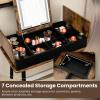 CHARMAID Vanity Desk with 3-Color Lighted Flip Top Mirror, 7 Storage Compartments, Side Organizers, USB Port, Makeup Dressing Table Set Writing Desk with Cushioned Stool, Easy Assembly, Rustic Brown