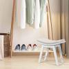 CHARMAID Vanity Stool, Makeup Dressing Stool with Concave Seat Surface, Padded Cushioned Bench with Rubberwood Legs, Modern Piano Seat, Capacity 330lbs, Easy Assembly (White & Beige)