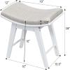 CHARMAID Vanity Stool, Makeup Dressing Stool with Concave Seat Surface, Padded Cushioned Bench with Rubberwood Legs, Modern Piano Seat, Capacity 330lbs, Easy Assembly (White & Beige)