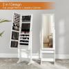 Giantex 2 LEDs Standing Jewelry Cabinet with Full Length Mirror, Lockable Mirrored Jewelry Armoire with 2 Drawers, 4 Adjustable Angles, Jewelry Storage Organizer, Brown(White)