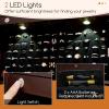 Giantex 2 LEDs Standing Jewelry Cabinet with Full Length Mirror, Lockable Mirrored Jewelry Armoire with 2 Drawers, 4 Adjustable Angles, Jewelry Storage Organizer, Brown(Brown)