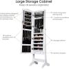 Giantex Jewelry Armoire Organizer with Full Length Mirror, 14 LEDs Floor Standing Jewelry Cabinet with 2 Drawers, 4 Adjustable Angles, Lockable Jewelry Storage Box Cabinet (Brown)(White)