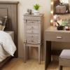 Giantex Jewelry Cabinet Armoire with Flip Top Mirror, 5 Drawers & Swing Doors, Space-Saving Jewelry Organizer for Necklaces, Rings, Bracelets, Watches, Velvet Lined, Light Gray Oak(Light Gray Oak)
