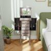 Giantex Jewelry Cabinet Armoire with Flip Top Mirror, 5 Drawers & Swing Doors, Space-Saving Jewelry Organizer for Necklaces, Rings, Bracelets, Watches, Velvet Lined, Light Gray Oak(Light Gray Oak)