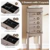Giantex Jewelry Cabinet Armoire with Flip Top Mirror, 5 Drawers & Swing Doors, Space-Saving Jewelry Organizer for Necklaces, Rings, Bracelets, Watches, Velvet Lined, Light Gray Oak(Light Gray Oak)