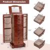 Giantex Large Jewelry Armoire Cabinet with 8 Drawers & 2 Swing Doors 16 Hooks Top Mirror Boxes, Standing Cambered Front Storage Chest Stand, Large Standing Jewelry Armoire, Dark Walnut