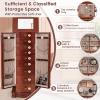Giantex Large Jewelry Armoire Cabinet with 8 Drawers & 2 Swing Doors 16 Hooks Top Mirror Boxes, Standing Cambered Front Storage Chest Stand, Large Standing Jewelry Armoire, Dark Walnut