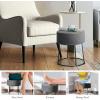 Giantex Round Footrest Stool Ottoman, Velvet Vanity Sitting Stool, Upholstered Side Table Seat w/Metal Legs, Thick Padded Seat & Non-Slip Foot Pads for Sofa Side, Bedside, Dressing Table (Grey)