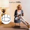 Giantex Round Footrest Stool Ottoman, Velvet Vanity Sitting Stool, Upholstered Side Table Seat w/Metal Legs, Thick Padded Seat & Non-Slip Foot Pads for Sofa Side, Bedside, Dressing Table (Grey)