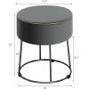 Giantex Round Footrest Stool Ottoman, Velvet Vanity Sitting Stool, Upholstered Side Table Seat w/Metal Legs, Thick Padded Seat & Non-Slip Foot Pads for Sofa Side, Bedside, Dressing Table (Grey)