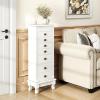Giantex Standing Jewelry Cabinet with 7 Drawers, Flip-Top Mirror, 2 Side Doors with 12 Necklace Hooks, Divided Ring Compartments, Velvet-Lined Jewelry Armoire Organizer Chest (Cherry)(White)