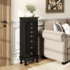 Giantex Standing Jewelry Cabinet with 7 Drawers, Flip-Top Mirror, 2 Side Doors with 12 Necklace Hooks, Divided Ring Compartments, Velvet-Lined Jewelry Armoire Organizer Chest (Cherry)(Black)