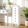 Giantex Standing Jewelry Cabinet with 7 Drawers, Flip-Top Mirror, 2 Side Doors with 12 Necklace Hooks, Divided Ring Compartments, Velvet-Lined Jewelry Armoire Organizer Chest (Cherry)(White)