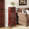 Giantex Standing Jewelry Cabinet with 7 Drawers, Flip-Top Mirror, 2 Side Doors with 12 Necklace Hooks, Divided Ring Compartments, Velvet-Lined Jewelry Armoire Organizer Chest (Cherry)(Cherry)