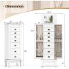 Giantex Standing Jewelry Cabinet with 7 Drawers, Flip-Top Mirror, 2 Side Doors with 12 Necklace Hooks, Divided Ring Compartments, Velvet-Lined Jewelry Armoire Organizer Chest (Cherry)(White)