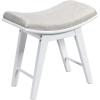 CHARMAID Vanity Stool, Makeup Dressing Stool with Concave Seat Surface, Padded Cushioned Bench with Rubberwood Legs, Modern Piano Seat, Capacity 330lbs, Easy Assembly (White & Beige)