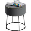 Giantex Round Footrest Stool Ottoman, Velvet Vanity Sitting Stool, Upholstered Side Table Seat w/Metal Legs, Thick Padded Seat & Non-Slip Foot Pads for Sofa Side, Bedside, Dressing Table (Grey)