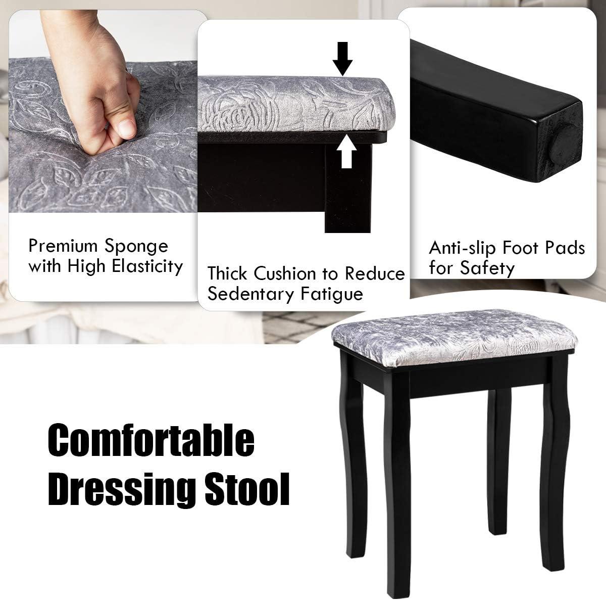 image:imageCHARMAID LED Vanity Desk with Lighted Mirror 10 Dimming Bulbs 5 Drawers 3 Storage Organizers Makeup Vanity Desk with Stool Bedroom Dressing Table Gift for Girls Women WhiteBlack