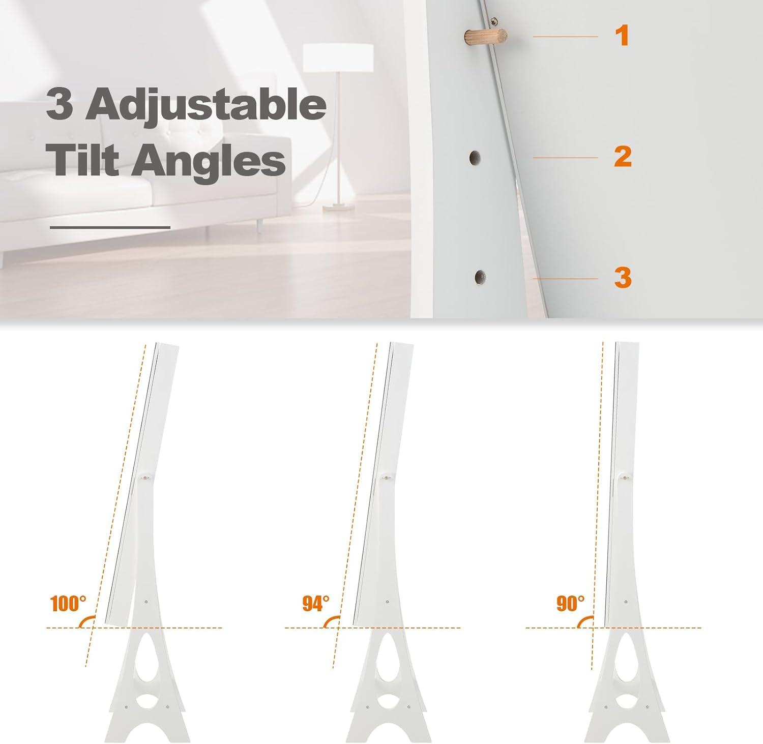 image:imageGiantex 12 LED Jewelry Armoire Cabinet with Frameless Fulllength Mirror Standing Jewelry Cabinet with 16 Lipstick Holders Large Storage Capacity 3 Angles Adjustable BlackWhite