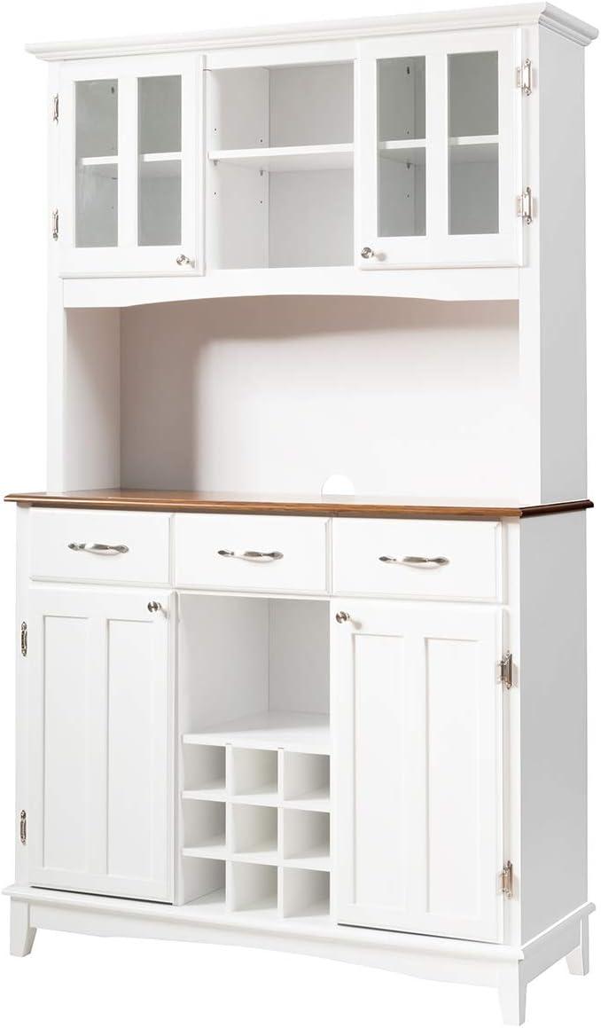 image:imageGiantex Buffet Hutch Cabinet Kitchen Hutch Sideboard Buffet Cabinet on Storage Island Wood Kitchenware Server with 3 Large Drawers and 9 Wine Bottle Modules WhiteWhite