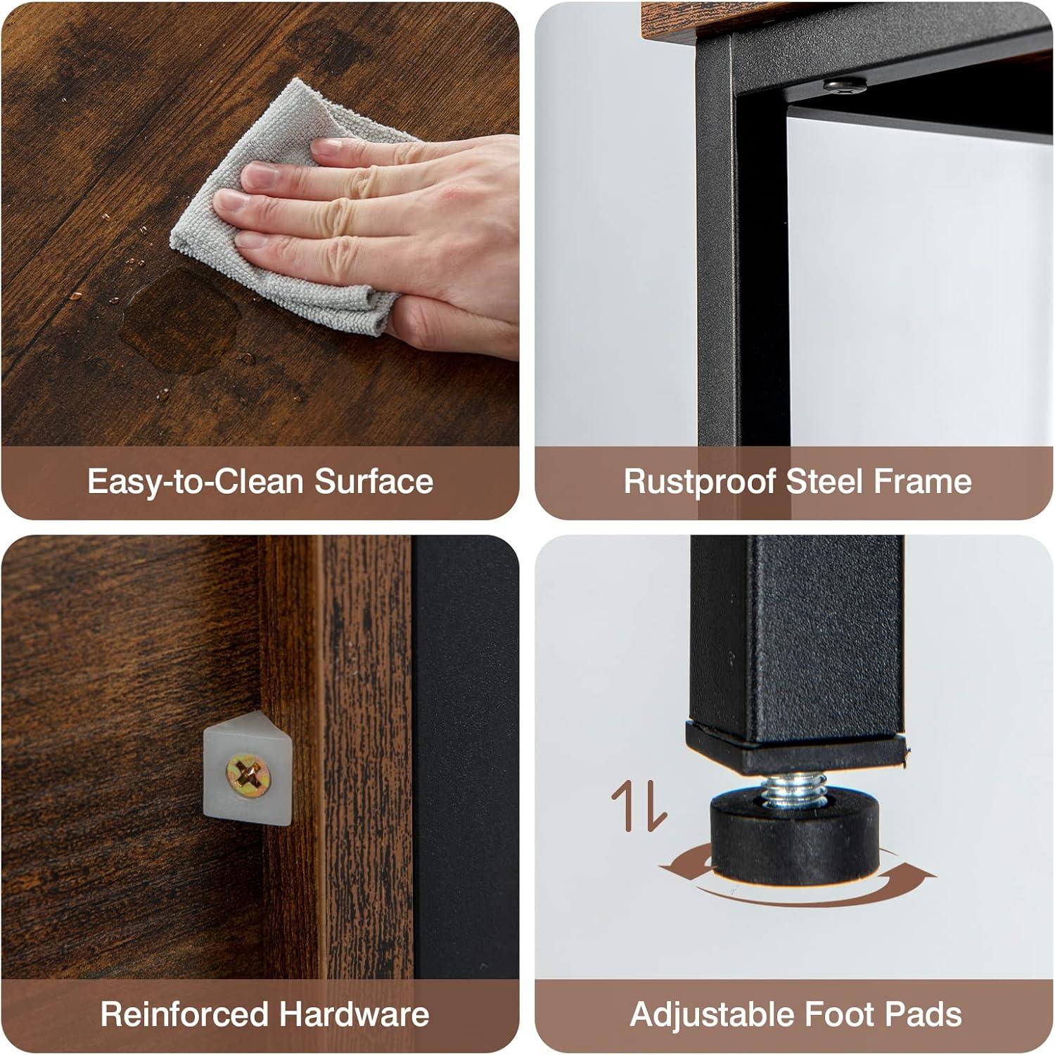 image:imageGiantex Buffet Sideboard Wooden Cupboard Kitchen Pantry wSpacious Countertop Large Open Shelf 3 Cube Storage Cabinet Sturdy Rustproof Steel Frame Modern Stationary Island Brown amp BlackBrownblack