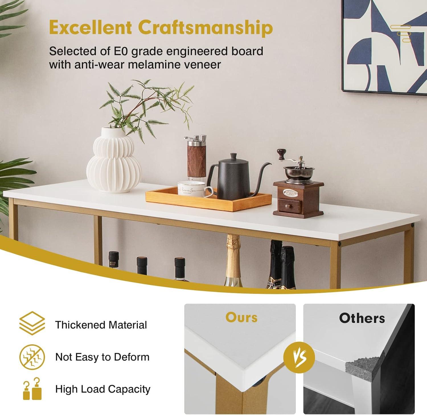 image:imageGiantex Buffet Sideboard Wooden Cupboard Kitchen Pantry wSpacious Countertop Large Open Shelf 3 Cube Storage Cabinet Sturdy Rustproof Steel Frame Modern Stationary Island Brown amp BlackWhite Golden