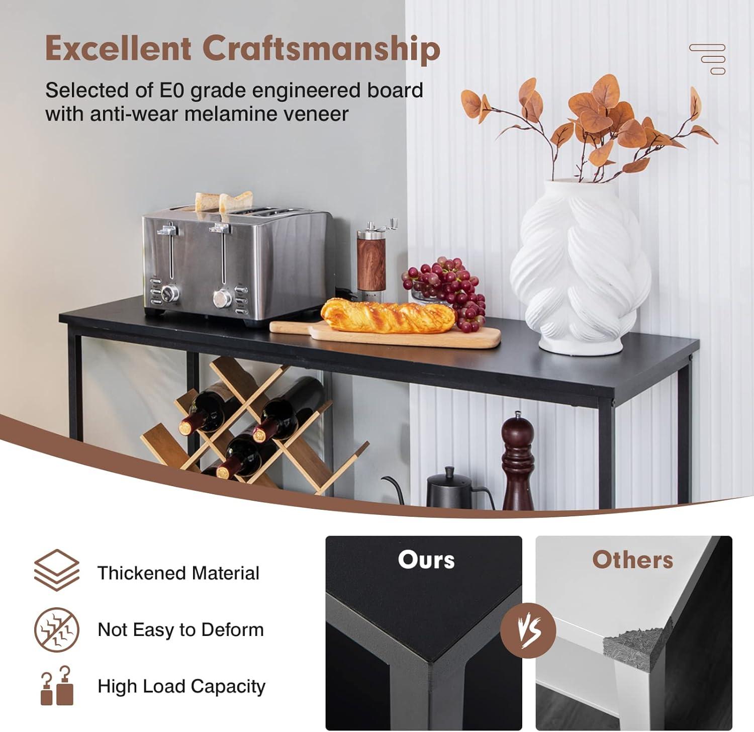 image:imageGiantex Buffet Sideboard Wooden Cupboard Kitchen Pantry wSpacious Countertop Large Open Shelf 3 Cube Storage Cabinet Sturdy Rustproof Steel Frame Modern Stationary Island Brown amp BlackBlack