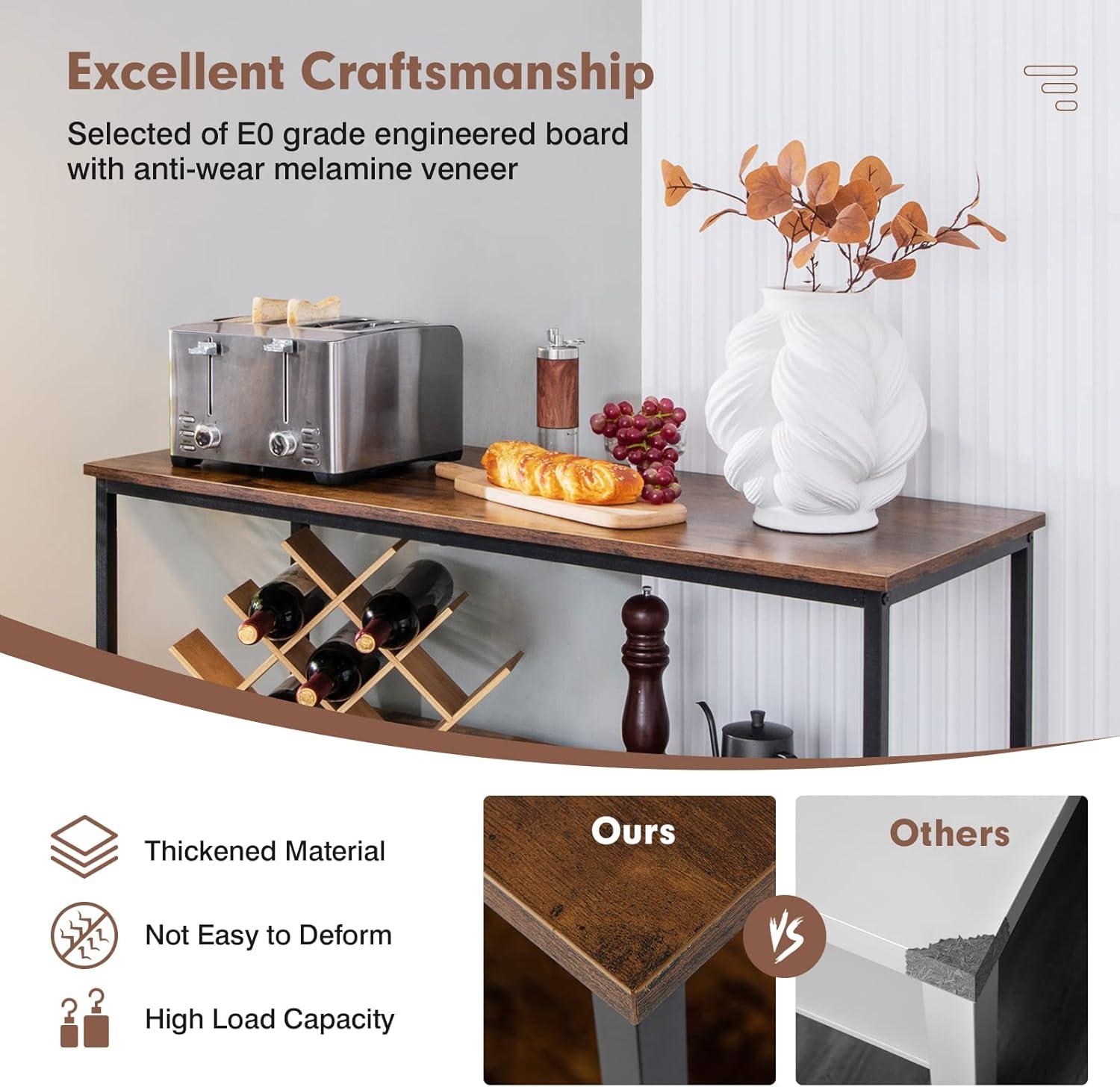 image:imageGiantex Buffet Sideboard Wooden Cupboard Kitchen Pantry wSpacious Countertop Large Open Shelf 3 Cube Storage Cabinet Sturdy Rustproof Steel Frame Modern Stationary Island Brown amp BlackBrownblack