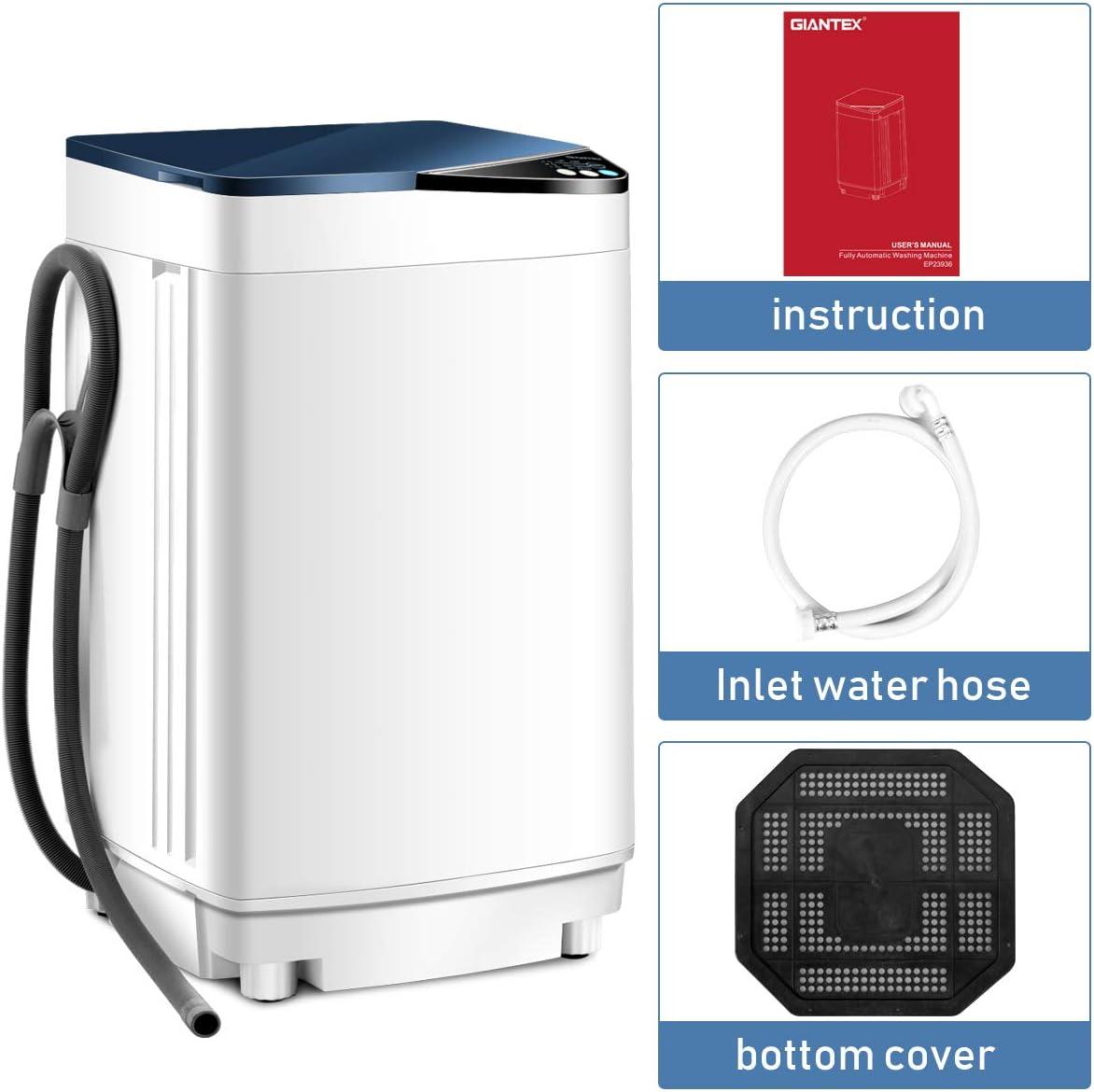 image:imageGiantex FullAutomatic Washing Machine Portable Washer and Spin Dryer 77 lbs Capacity Compact Laundry Washer with Builtin Barrel Light Drain Pump and Long Hose for Apartments Camping White amp PinkWhite Blue