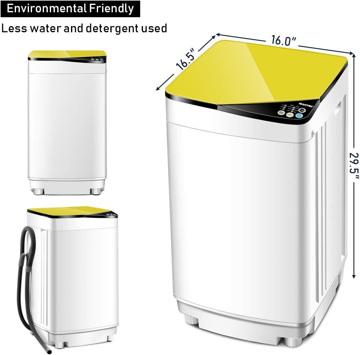 image:imageGiantex FullAutomatic Washing Machine Portable Washer and Spin Dryer 77 lbs Capacity Compact Laundry Washer with Builtin Barrel Light Drain Pump and Long Hose for Apartments Camping White amp PinkWhite Yellow