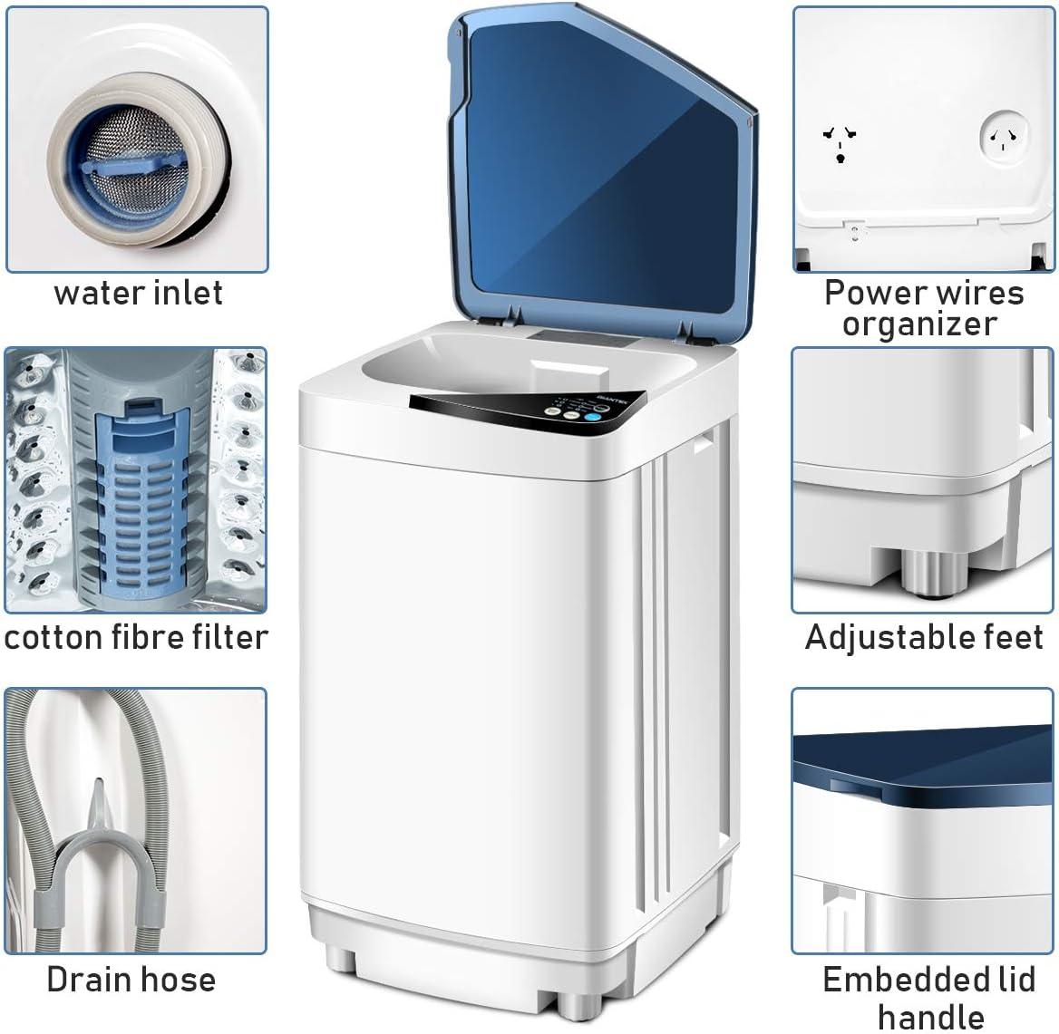 image:imageGiantex FullAutomatic Washing Machine Portable Washer and Spin Dryer 77 lbs Capacity Compact Laundry Washer with Builtin Barrel Light Drain Pump and Long Hose for Apartments Camping White amp PinkWhite Blue
