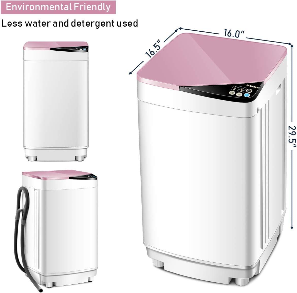 image:imageGiantex FullAutomatic Washing Machine Portable Washer and Spin Dryer 77 lbs Capacity Compact Laundry Washer with Builtin Barrel Light Drain Pump and Long Hose for Apartments Camping White amp PinkWhite Pink