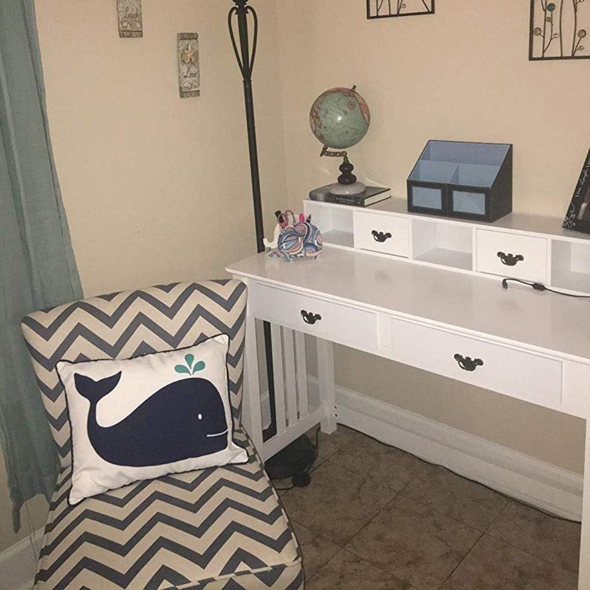 image:imageGiantex Writing Desk with 4 Drawer Computer Study Table Removable Floating Organizer 2Tier Spacious Workstation Home Office Desk Console Table White Vanity Desk